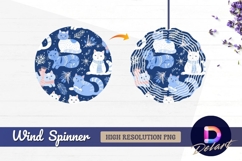 Whimsical winter cats pattern Round Wind Spinner PNG Product Image 1