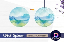Abstract watercolor landscape with Round Wind Spinner PNG Product Image 1