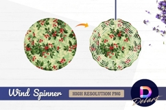 Holly berries christmas pattern Round Wind Spinner PNG Product Image 1