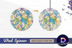 Stained glass floral pattern Round Wind Spinner PNG Product Image 1