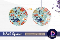 Colorful fish and floral pattern Round Wind Spinner PNG Product Image 1