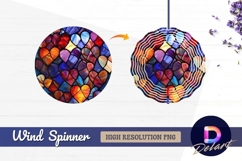 Heart shaped stained glass Round Wind Spinner PNG Product Image 1