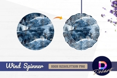 Watercolor winter landscape snowflakes trees Round Wind Spin Product Image 1