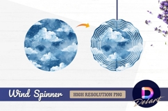 Watercolor clouds and snow Round Wind Spinner PNG Product Image 1