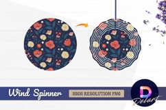 Seamless floral pattern with red and Round Wind Spinner PNG Product Image 1