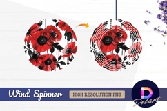 Red poppy floral pattern with Round Wind Spinner PNG Product Image 1