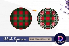 Red and green plaid pattern Round Wind Spinner PNG Product Image 1