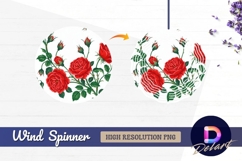 Seamless pattern of red roses Round Wind Spinner PNG Product Image 1