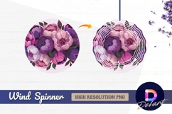 Purple pink floral seamless border round wind spinner png Product Image 1