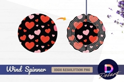Hearts pattern red pink black Round Wind Spinner PNG Product Image 1