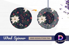 Poinsettia berries and foliage Round Wind Spinner PNG Product Image 1