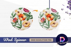 Embroidered floral pattern textile Round Wind Spinner PNG Product Image 1