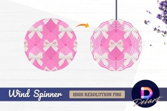 Pink background with white bows Round Wind Spinner PNG Product Image 1