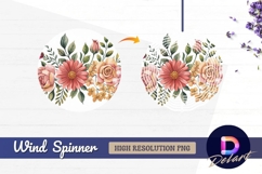 Watercolor floral arrangement Round Wind Spinner PNG Product Image 1