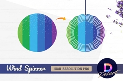 Rainbow vertical stripes with stars round wind spinner png Product Image 1