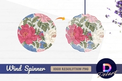 Colorful floral pattern with pink Round Wind Spinner PNG Product Image 1