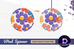 Colorful retro floral pattern round wind spinner png Product Image 1