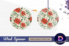 Poinsettia flower and leaves seamless Round Wind Spinner PNG Product Image 1