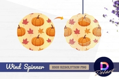 Pumpkins and autumn leaves Round Wind Spinner PNG Product Image 1