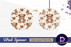 Seamless pattern featuring teddy Round Wind Spinner PNG Product Image 1