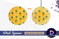 Seamless pineapple pattern on yellow Round Wind Spinner PNG Product Image 1