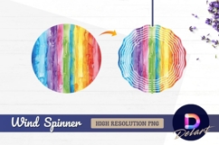 Rainbow watercolor stripes wind Round Wind Spinner PNG Product Image 1