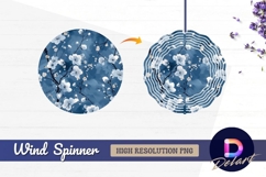 Blue cherry blossom seamless pattern Round Wind Spinner PNG Product Image 1