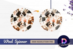 Cavalier king charles spaniel puppies Round Wind Spinner PNG Product Image 1
