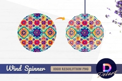 Colorful floral geometric repeating Round Wind Spinner PNG Product Image 1