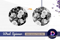 Monochrome rose pattern with Round Wind Spinner PNG Product Image 1