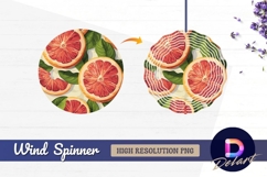 Grapefruit and leaves Round Wind Spinner PNG Product Image 1