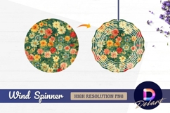 Floral background with colorful Round Wind Spinner PNG Product Image 1