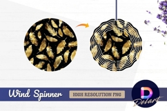 Golden feathers seamless pattern on Round Wind Spinner PNG Product Image 1
