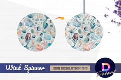 Whimsical mermaid scene with Round Wind Spinner PNG Product Image 1