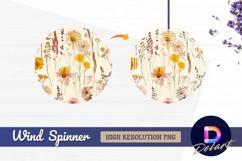 Floral pattern with daisies Round Wind Spinner PNG Product Image 1