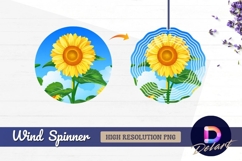 Vector sunflower field Round Wind Spinner PNG Product Image 1