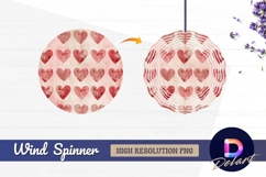 Watercolor heart pattern red love Round Wind Spinner PNG Product Image 1