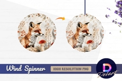 Fox and fungi watercolor autumnal Round Wind Spinner PNG Product Image 1
