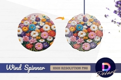 Colorful field of daisies Round Wind Spinner PNG Product Image 1