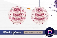 Watercolor cake with berries Round Wind Spinner PNG Product Image 1