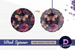 Floral and butterfly pattern Round Wind Spinner PNG Product Image 1