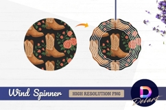 Floral cowboy boots seamless pattern Round Wind Spinner PNG Product Image 1