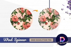 Vintage floral pattern with roses and Round Wind Spinner PNG Product Image 1