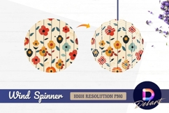 Retro floral pattern Round Wind Spinner PNG Product Image 1