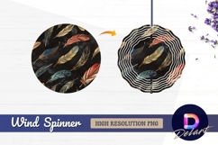 Feather pattern on dark textured Round Wind Spinner PNG Product Image 1