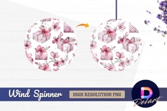 Watercolor gifts and cherry Round Wind Spinner PNG Product Image 1