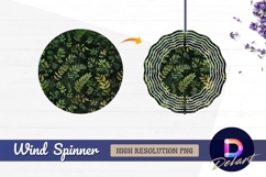 Green leaves pattern on dark textured Round Wind Spinner PNG Product Image 1