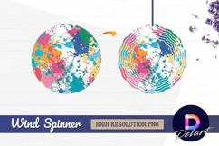 Colorful paint splatter background Round Wind Spinner PNG Product Image 1