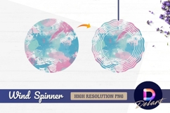 Pink blue abstract watercolor Round Wind Spinner PNG Product Image 1