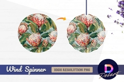 Protea flowers and leaves Round Wind Spinner PNG Product Image 1